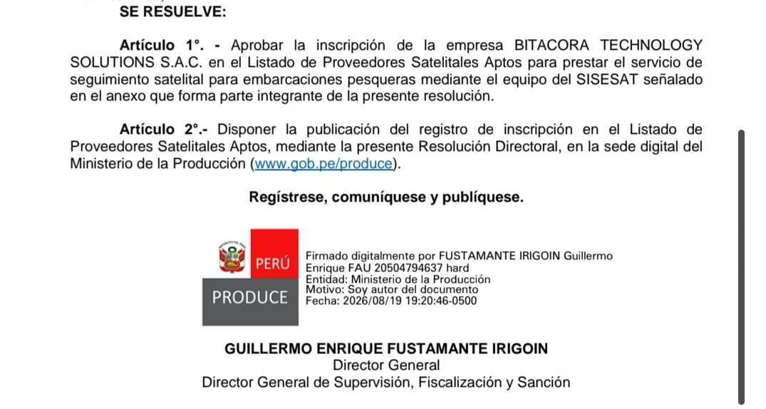 Resolución Directoral PRODUCE